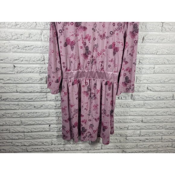 Apt 9 Intimates Womens Robe XXL Plus 3/4 Sleeve Butterflies Lavender C19E - Picture 8 of 10